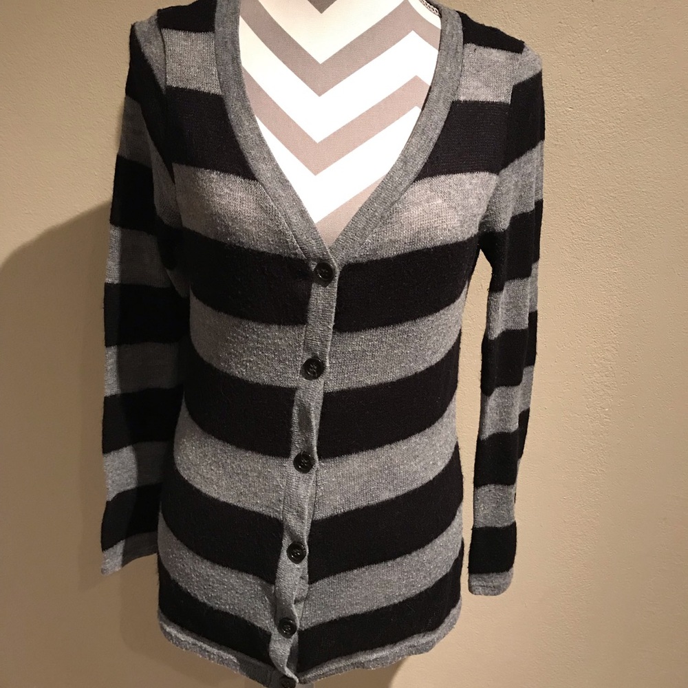 Black and grey striped cardigan